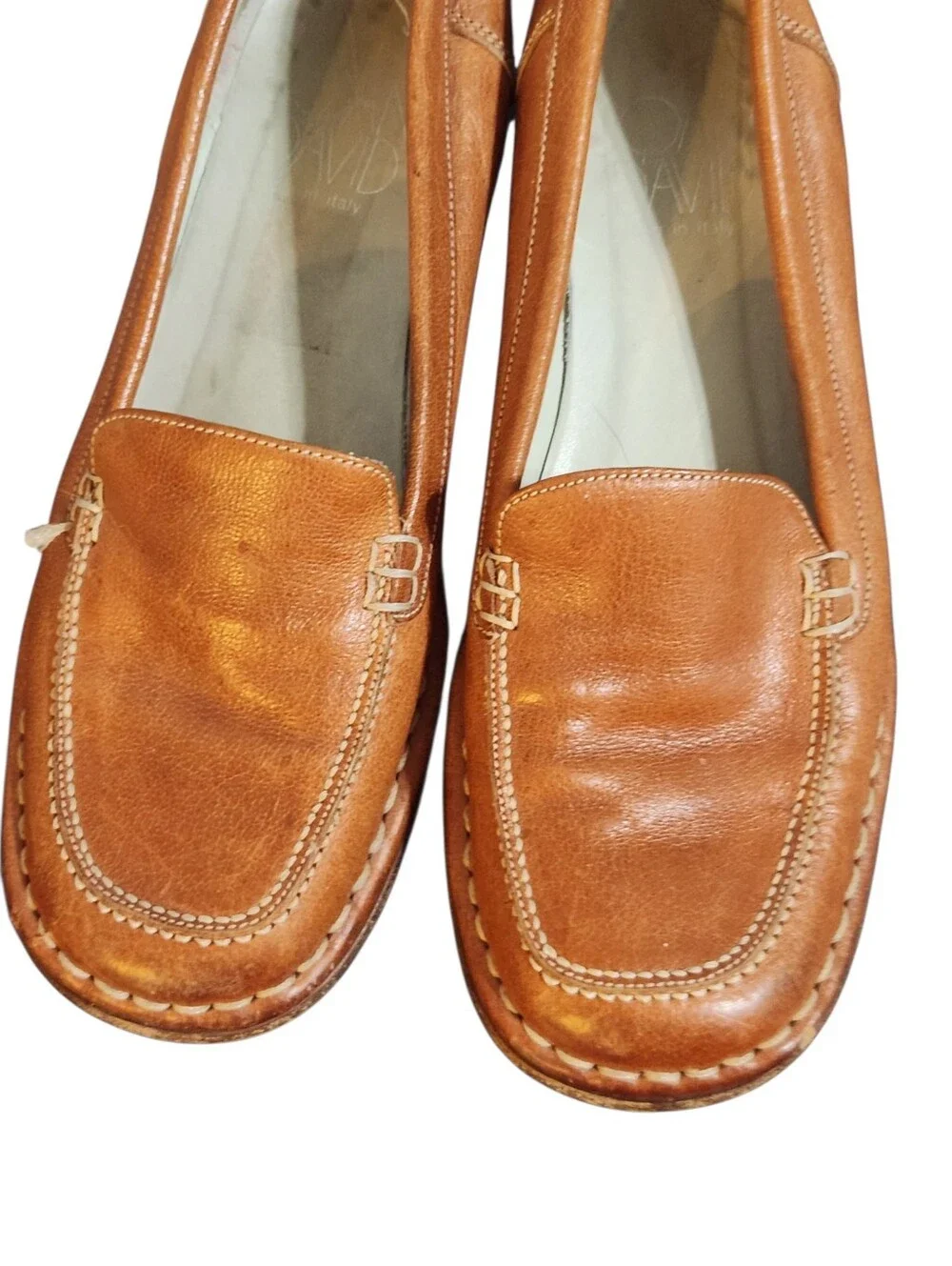 Joan and David Leather Loafers Size 7 M Brown Tan Slip On Shoes Italy